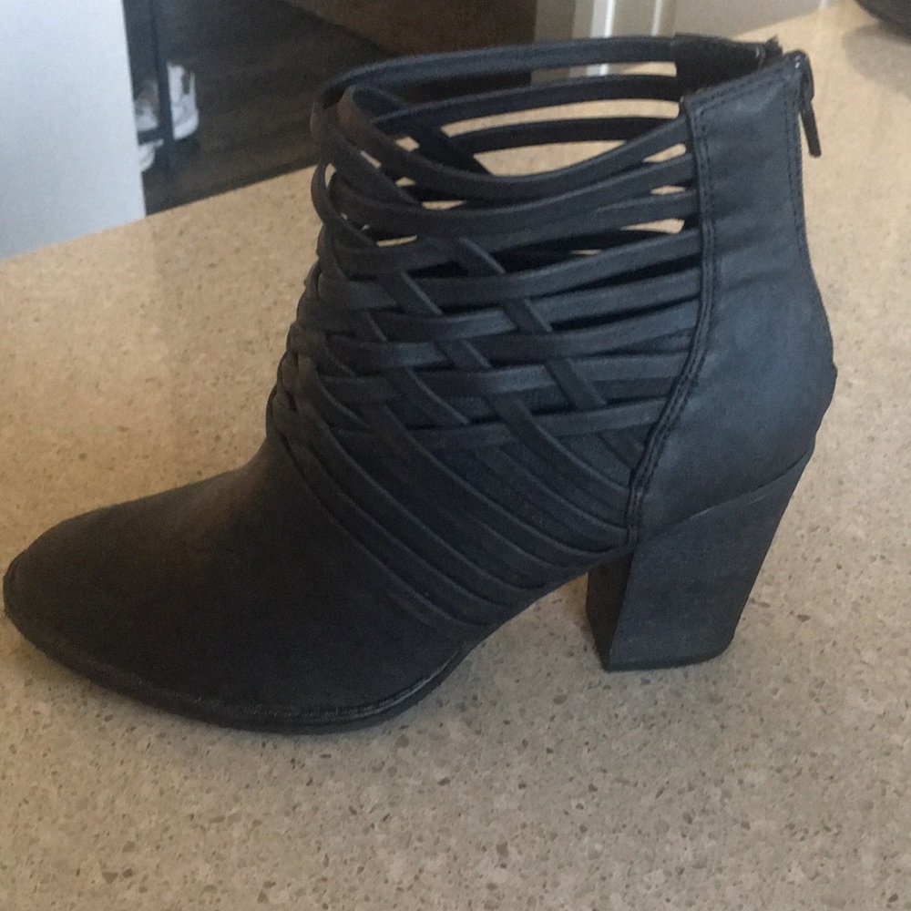 Black faux leather booties size 8